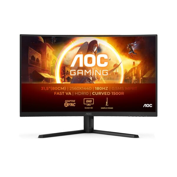 32" QHD Curved Gaming Skærm – 180 Hz, HDR10 og Ultra Hurtig Respons