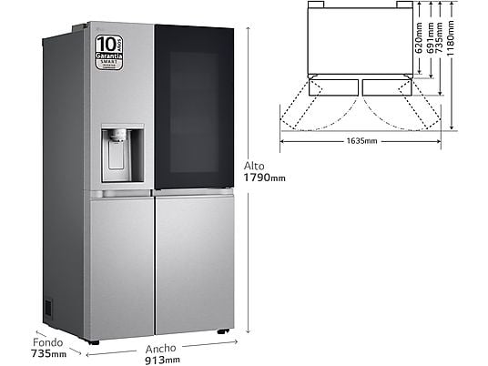 LG InstaView GSXE90MBAD Side-by-Side Køleskab – Stor kapacitet, elegant design og smart teknologi