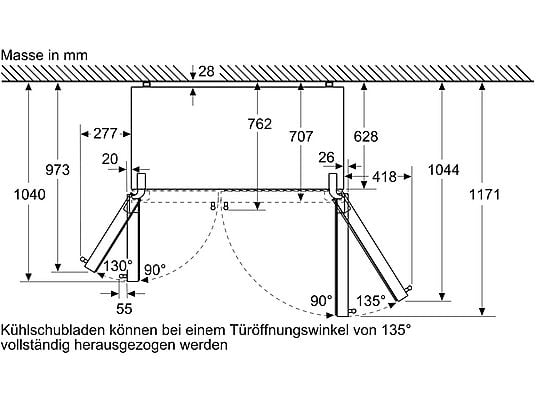 Bosch KAG93AIEP Side-by-Side Køle-/Fryseskab – Stor Kapacitet og Optimal Opbevaring