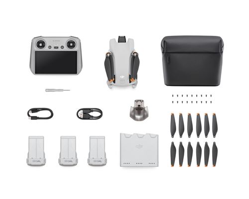 Drone-Dji-Mini-3-Fly-More-Combo-avec-radiocommande-smart-controller-Gris-3.jpg DJI Mini 3 Fly More Combo med DJI RC – Kompakt 4K-drone til fantastiske luftoptagelser