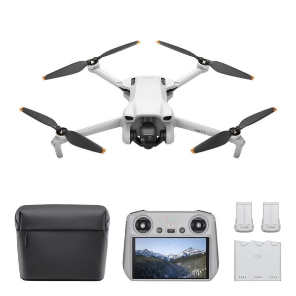 Drone-Dji-Mini-3-Fly-More-Combo-avec-radiocommande-smart-controller-Gris.jpg DJI Mini 3 Fly More Combo med DJI RC – Kompakt 4K-drone til fantastiske luftoptagelser