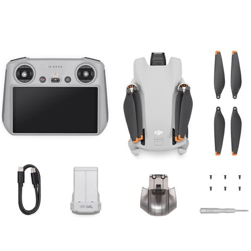 Drone-Dji-Mini-3-avec-telecommande-ecran-integre-Gris-2.jpg DJI Mini 3 Drone – Kompakt, Kraftfuld og Klar til Eventyr
