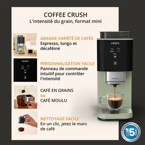 Coffee Crush Kaffemaskine med Kværn – Kompakt Design, Fyldig Smag