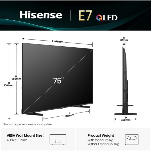 Hisense 75E71Q – Smart TV QLED 75" 4K Ultra HD med Dolby Vision & VIDAA