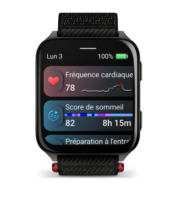 Et slankt og let smartur med GPS, en ultralyse 2″ AMOLED-skærm og avancerede funktioner til træning og sundhed.